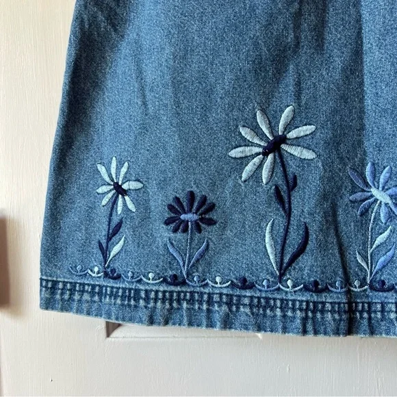 Vintage Y2K Route 66 Embroidered Denim Skirt Size 7/8 - Picture 2 of 8